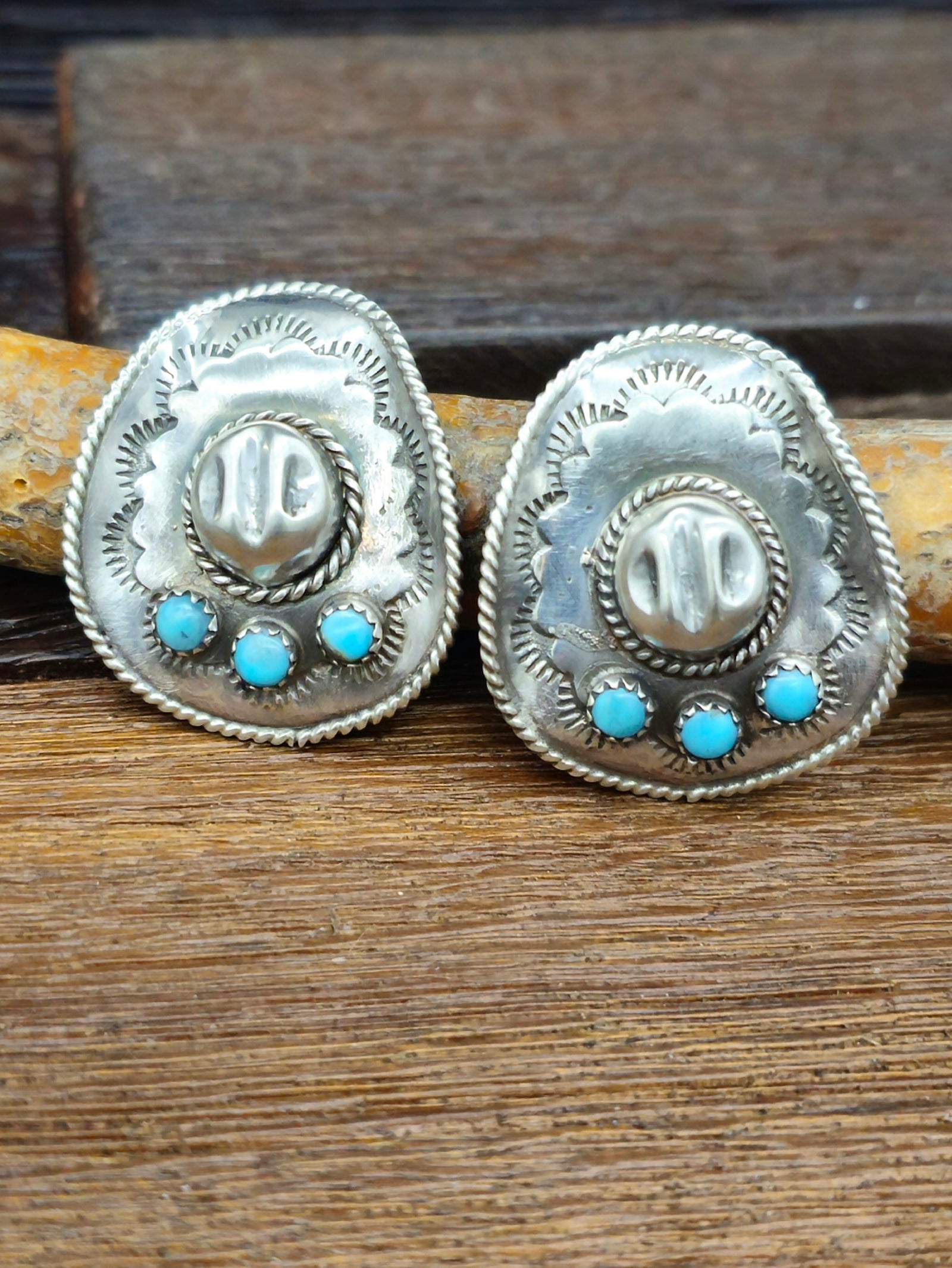 Sterling Silver Cowboy Hat Earrings by Bobby Platero
