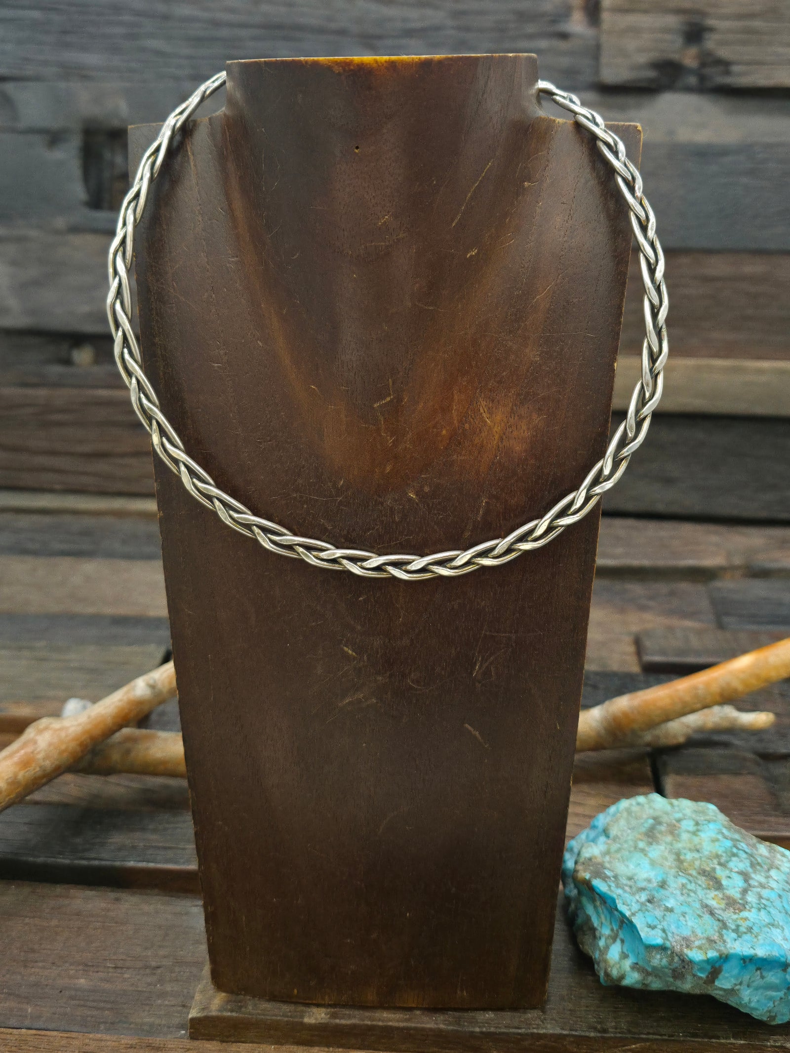 Braided Sterling Silver Collar Necklace - 16 in.
