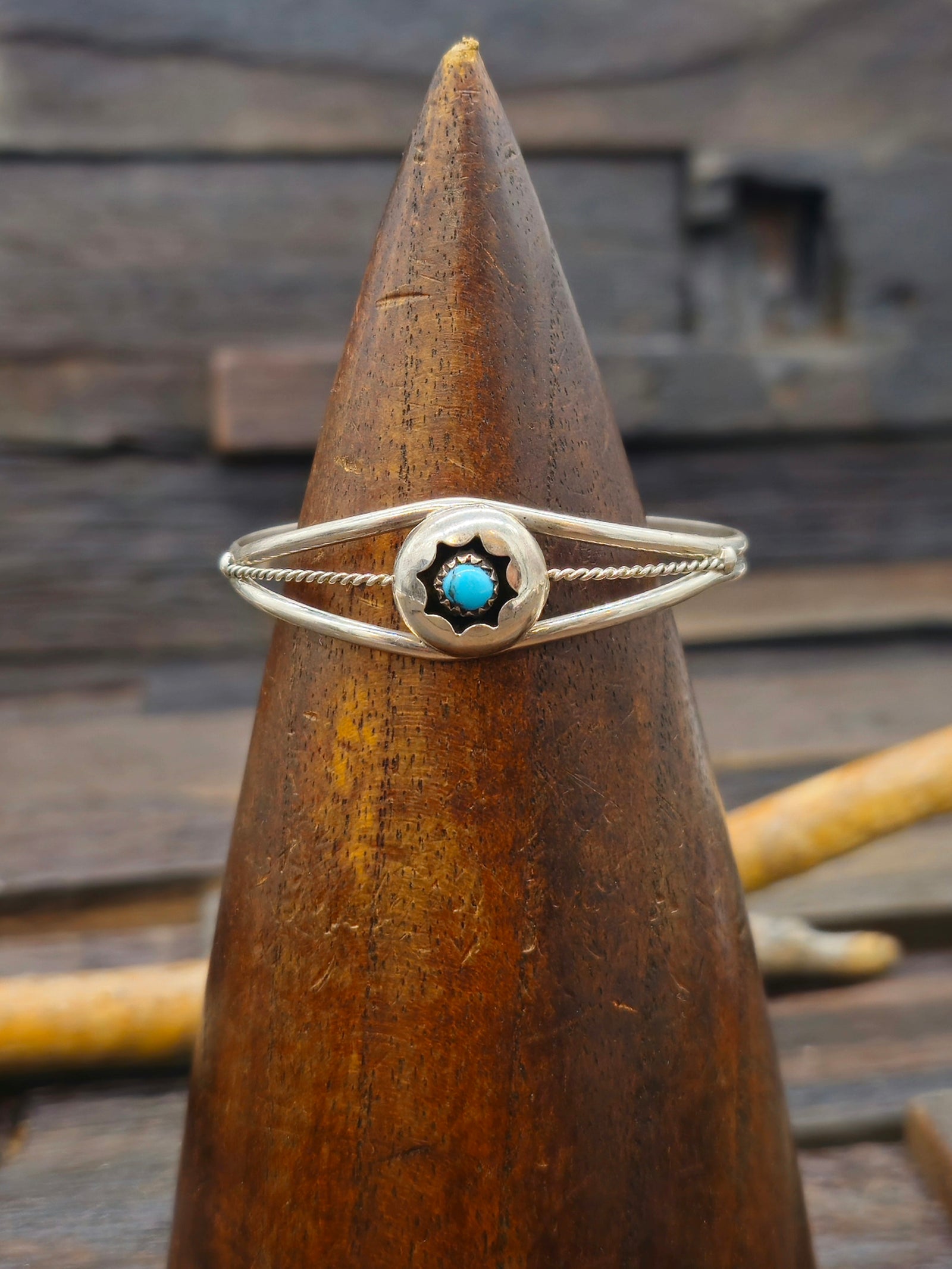Turquoise and Sterling Silver Shadowbox Cuff by Janice Spencer 6 in