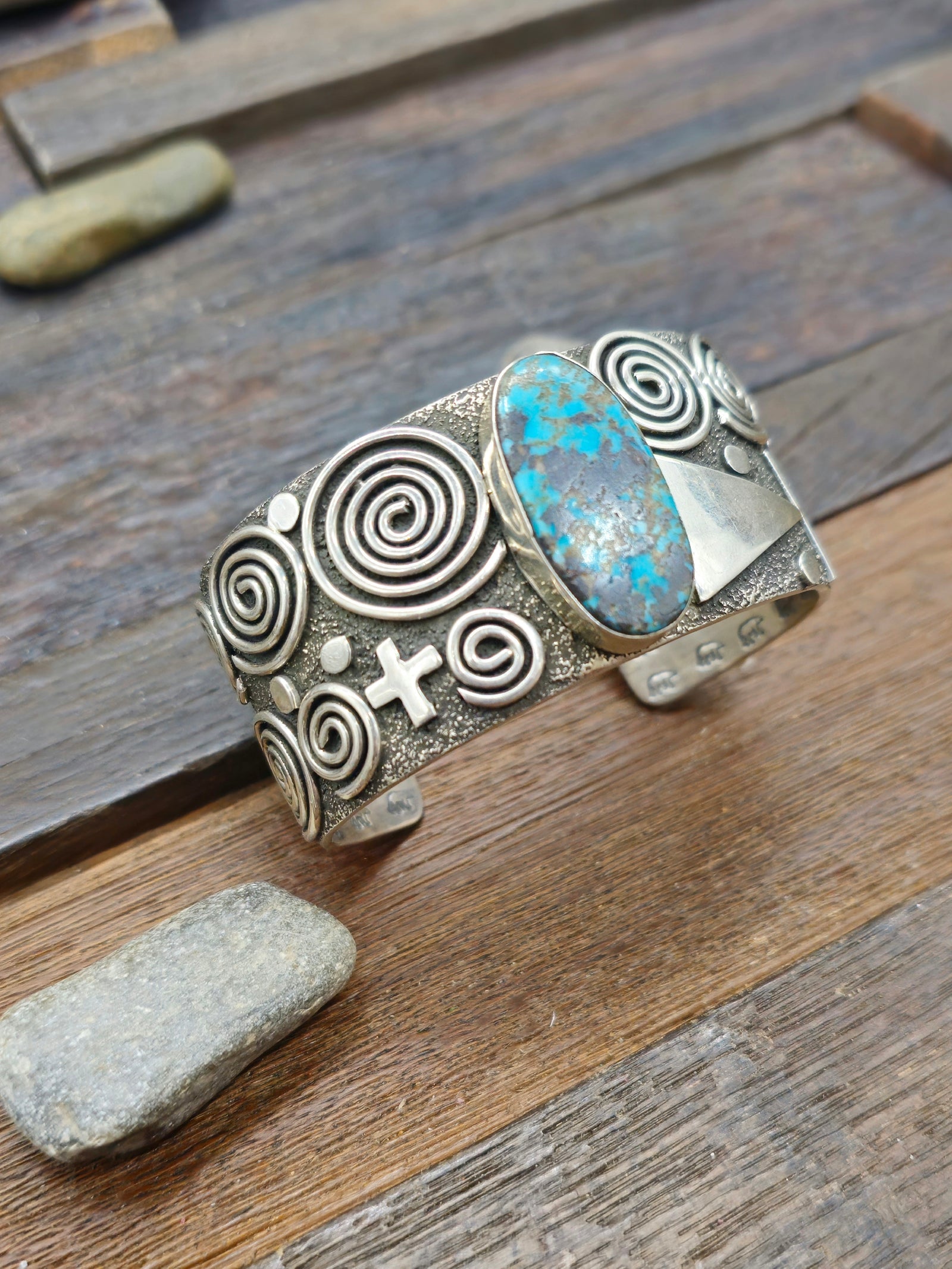 Alex Sanchez Sterling Silver & Turquoise Cuff - 6 1/2 in.