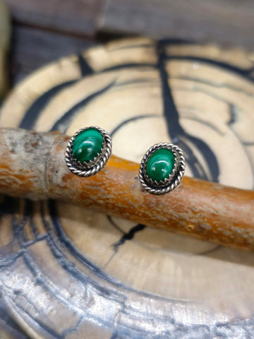 Vintage/Estate Sterling Silver Hopi Overlay Earrings by Timothy Mowa