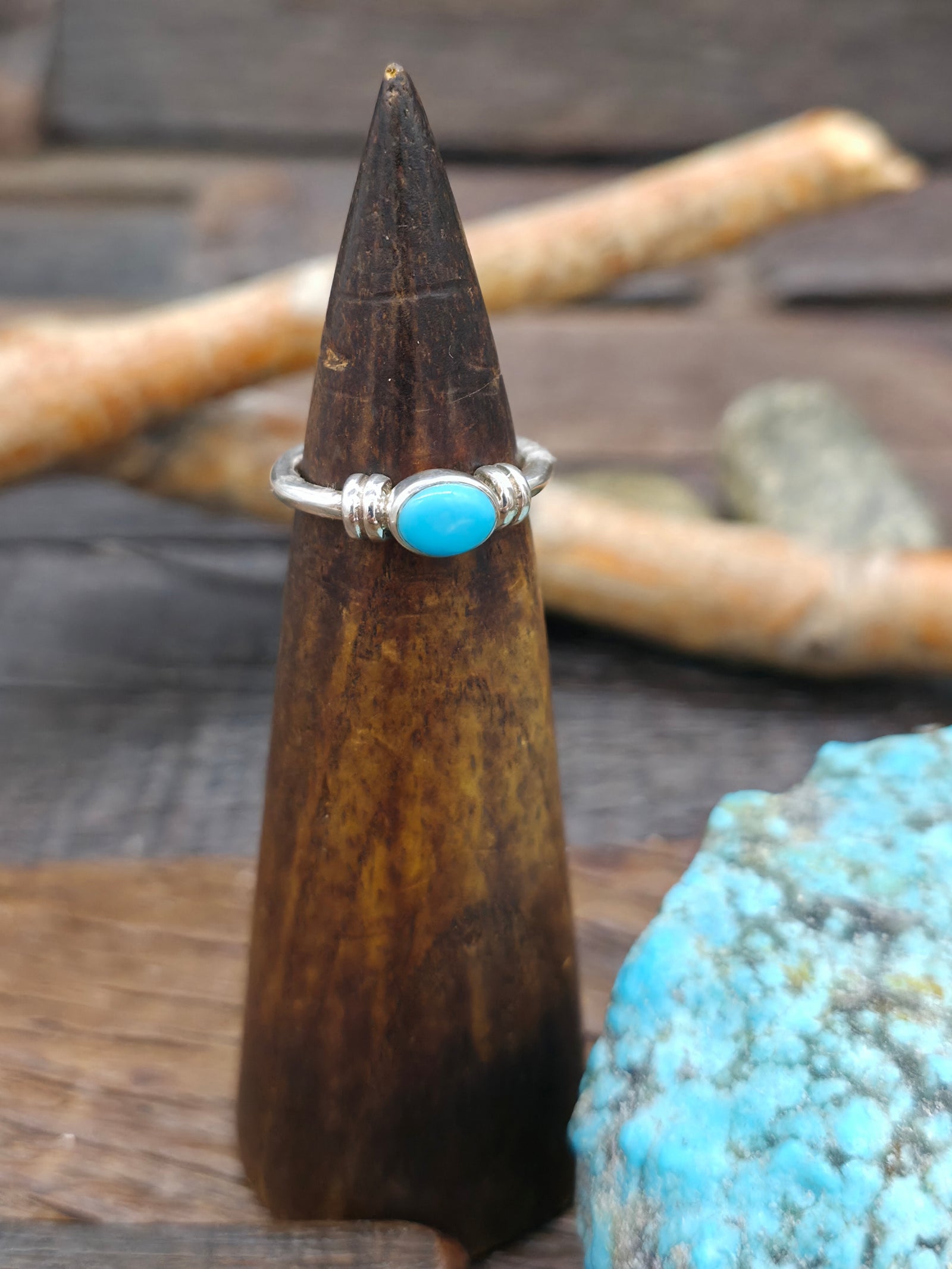 Sterling Silver Sleeping Beauty Turquoise Oval Ring