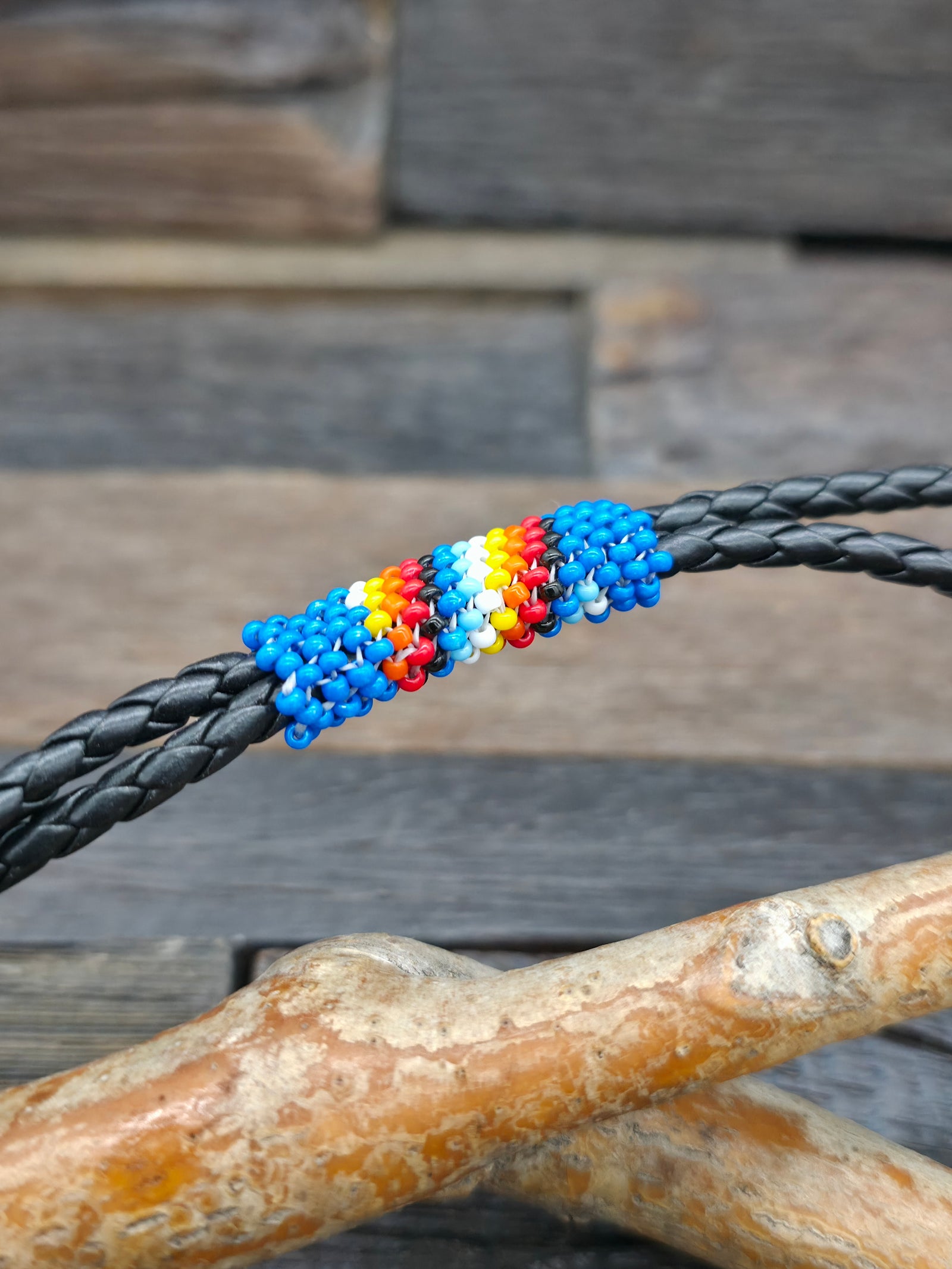 Blue Beaded Horsehair Hat Band - 40 in.