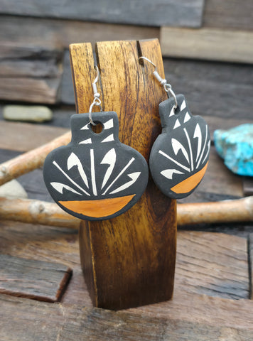Multistone Inlay Sterling Silver Half Hoop Inlay Earrings