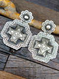 Large Leander Tahe Stamped Cross Earrings