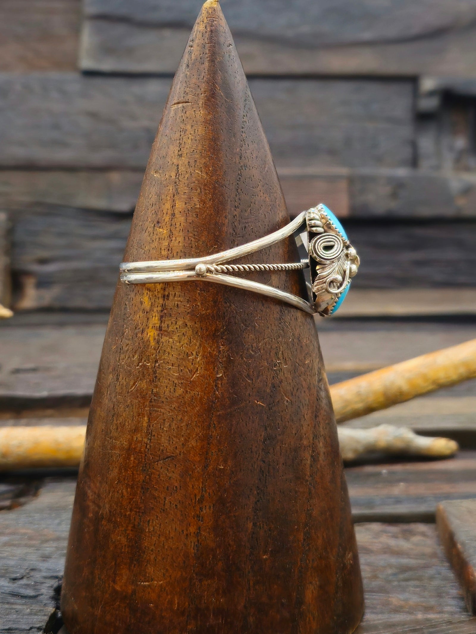 Turquoise and Sterling Silver Bracelet by Carolyn Nez 6 1/2 in