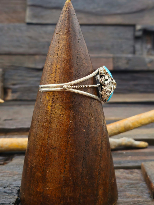 Turquoise and Sterling Silver Bracelet by Carolyn Nez 6 1/2 in