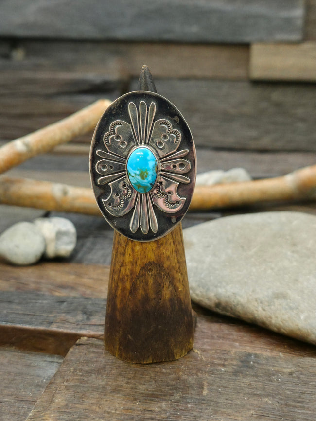 Sterling Silver Overlay and Turquoise Ring by Marila Benally - Size 9
