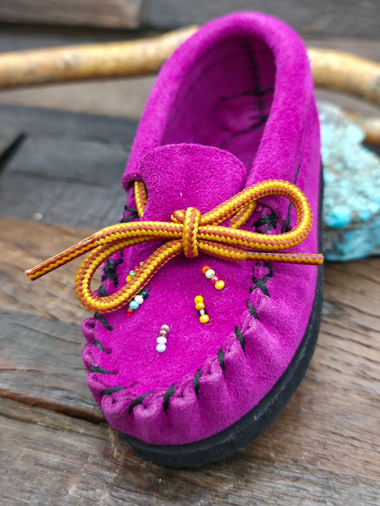 Bastien Infant Beaded Moccasins - Pink