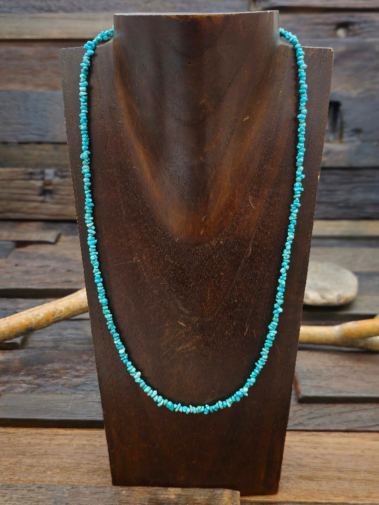 Small Turquoise Nugget Necklace 21 in