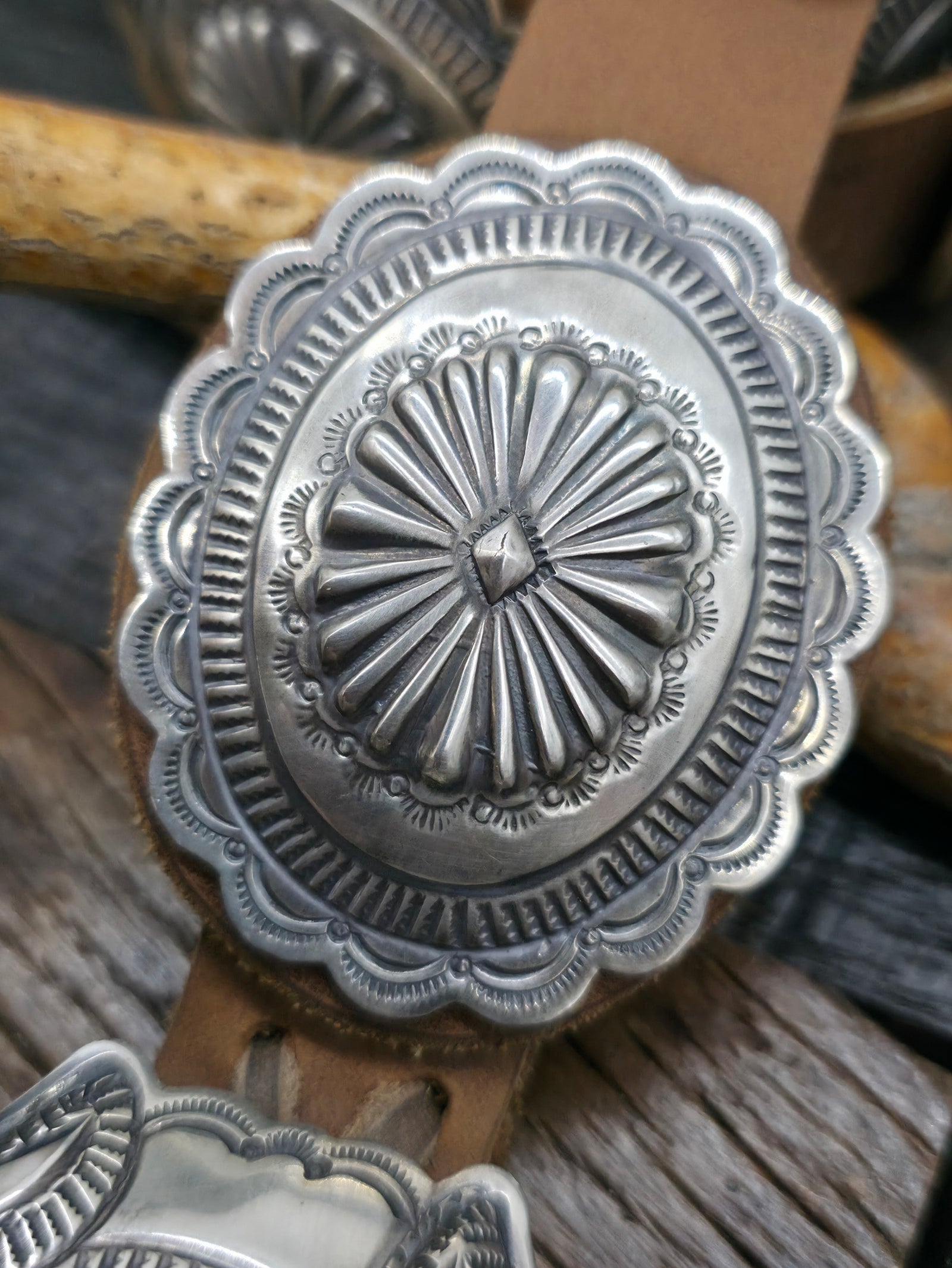 Sterling Silver Concho Belt by Geraldine Yazzie - 60 in.