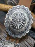 Sterling Silver Concho Belt by Geraldine Yazzie - 60 in.