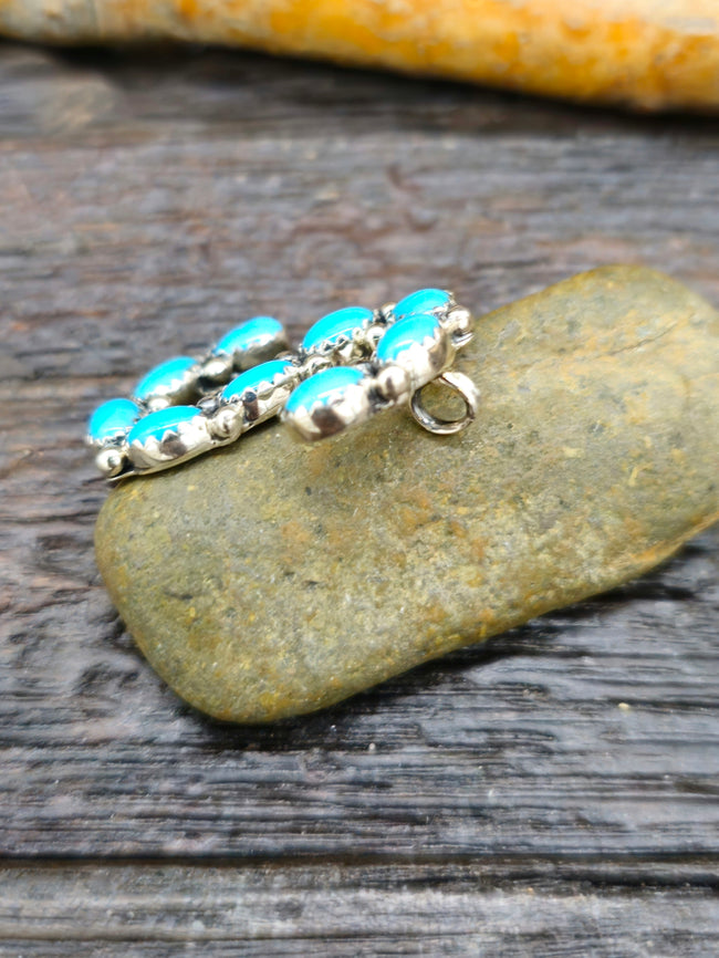 Turquoise and Sterling Silver Monogram Pendant "S" 1 in.