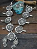 Sterling Silver Squash Blossom Necklace and Earring Set by Tom Lewis - 26 in.