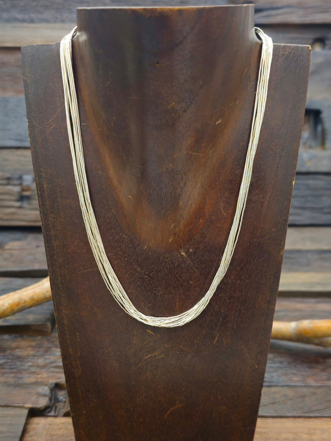 10 Strand Liquid Silver Necklace - 16 In.