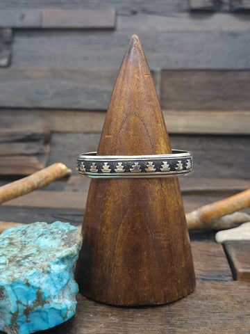 Sterling Silver Candelaria Turquoise Patterned Channel Inlay Infinity Ring by Dean Sandoval - Size 8 1/2