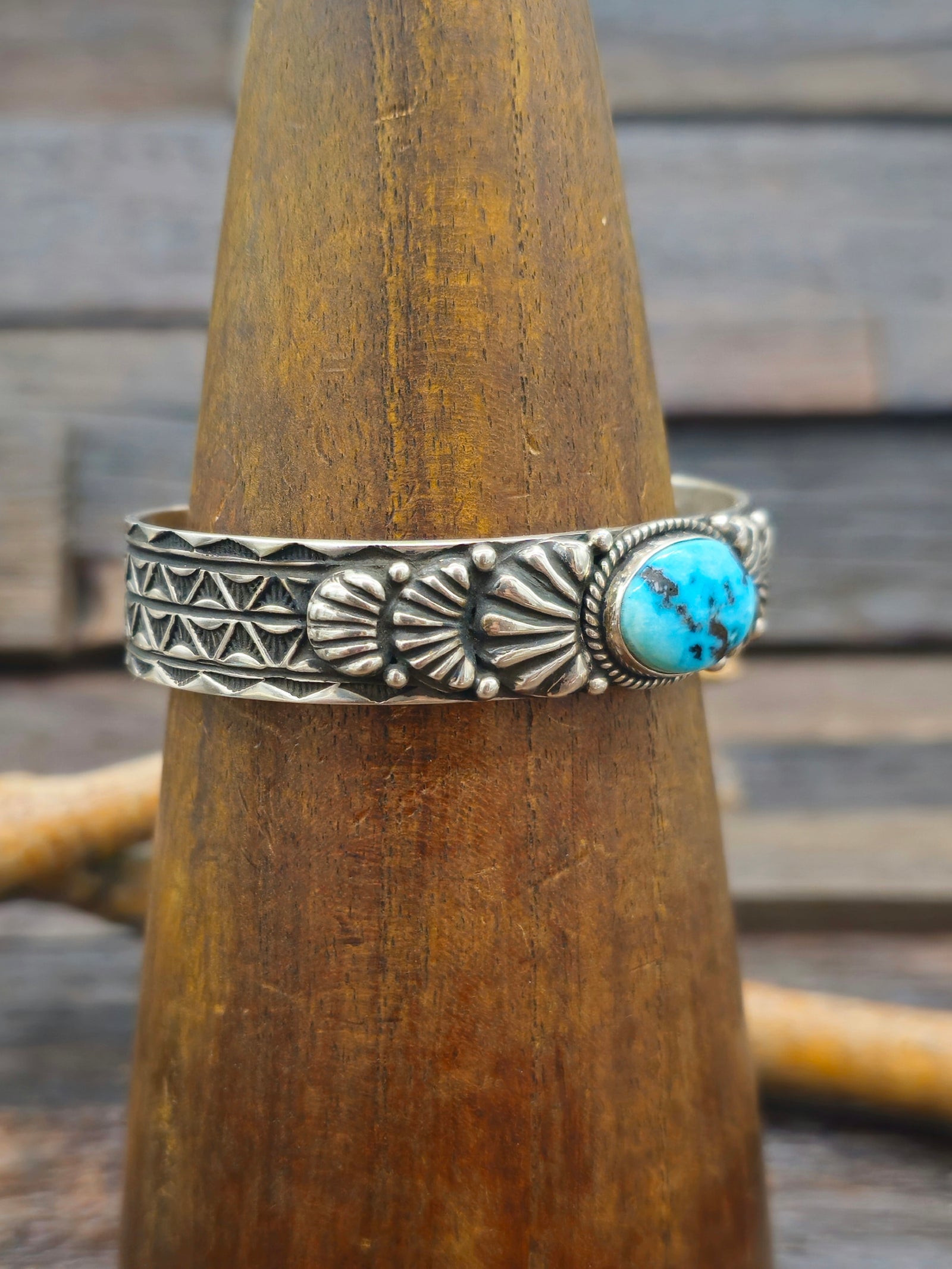 Turquoise and Sterling Silver Cuff by T.O. Willie - 6 3/4 in.