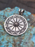 Stamped Sterling Silver Concho Pendant by Bo Reeves - 1 1/2 in. by 1 in.