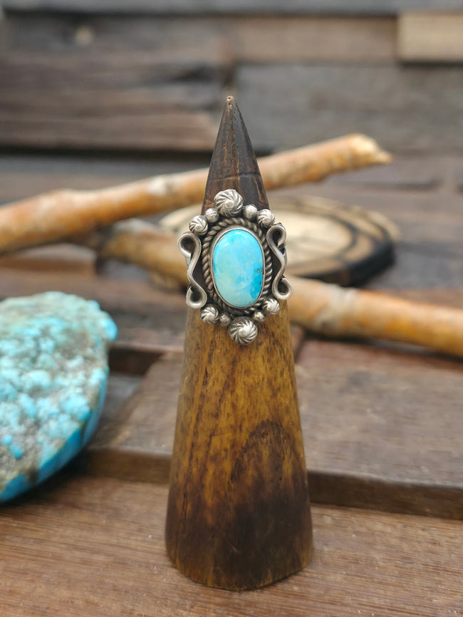 Sterling Silver Blue Bird Turquoise Ring - Size 7 1/2