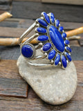 Lapis Lazuli Sterling Silver Cluster Cuff Bracelet by Melvin and Tiffany Jones - 6 3/4 in. with Gap