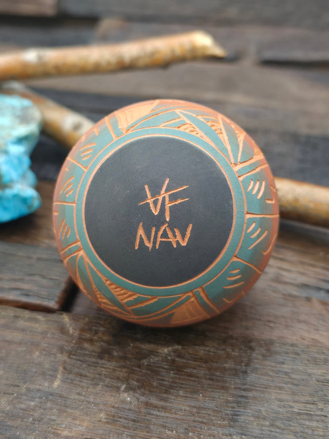 Navajo Etched Christmas Ornament Bauble by Viveca Tsosie - Black
