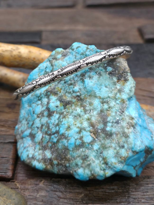 Narrow Stamped Sterling Silver Cuff - 7 1/2 in.