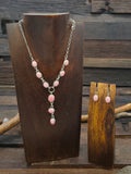 Pink Conch Sterling Silver Lariat Necklace and Earring Set by Rosella Paxton - 19 in.
