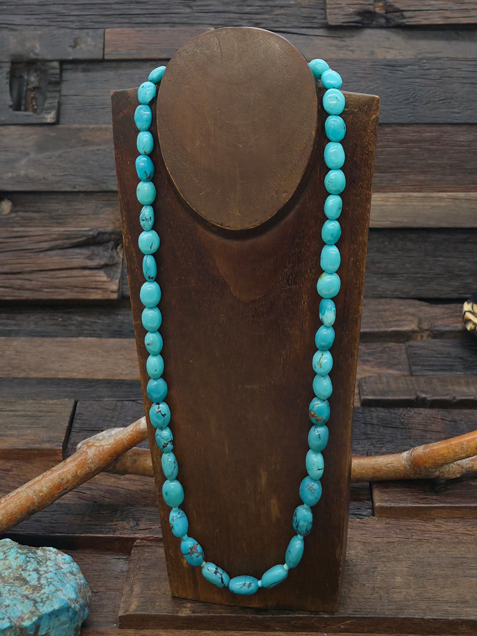 Sky Horse Turquoise Stone Bead Necklace - 26 in.