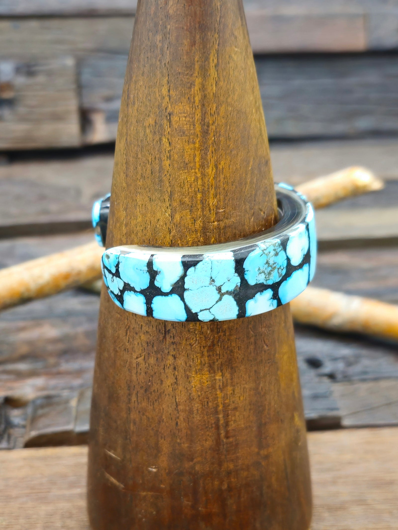 Blue Turquoise Mosaic Inlay Cuff by Daniel Coriz - 6 1/2 in.