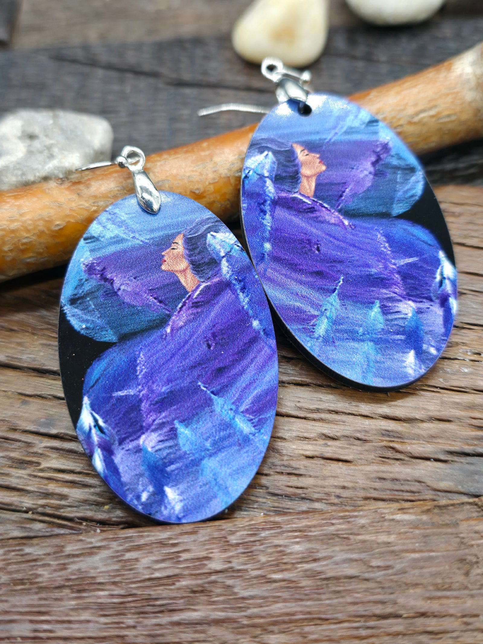 Art Earrings by Bill and Tracy Rabbit - Purple Woman