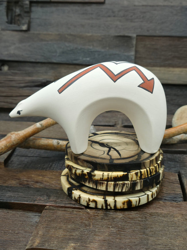 Hand Painted Acoma Ceramic Bear by Kuutimaitsa - 6 1/2 in. by 4 in. by 2 in.