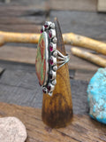 Sterling Silver Garnet and Sonoran Turquoise Ring by Rosella Paxson - Size 8 1/2