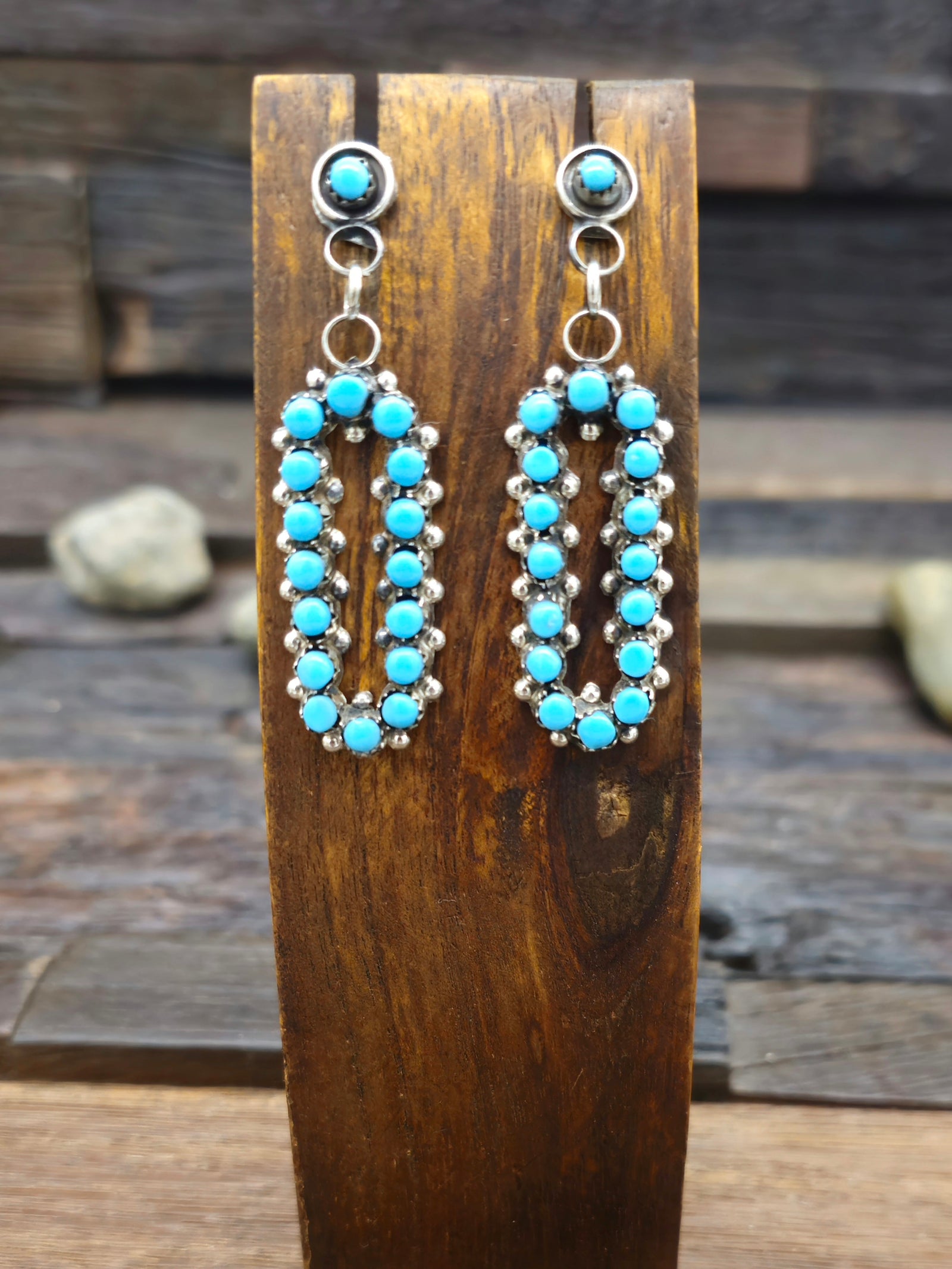Sterling Silver Turquoise Petit Point Earrings by Marlon Quam