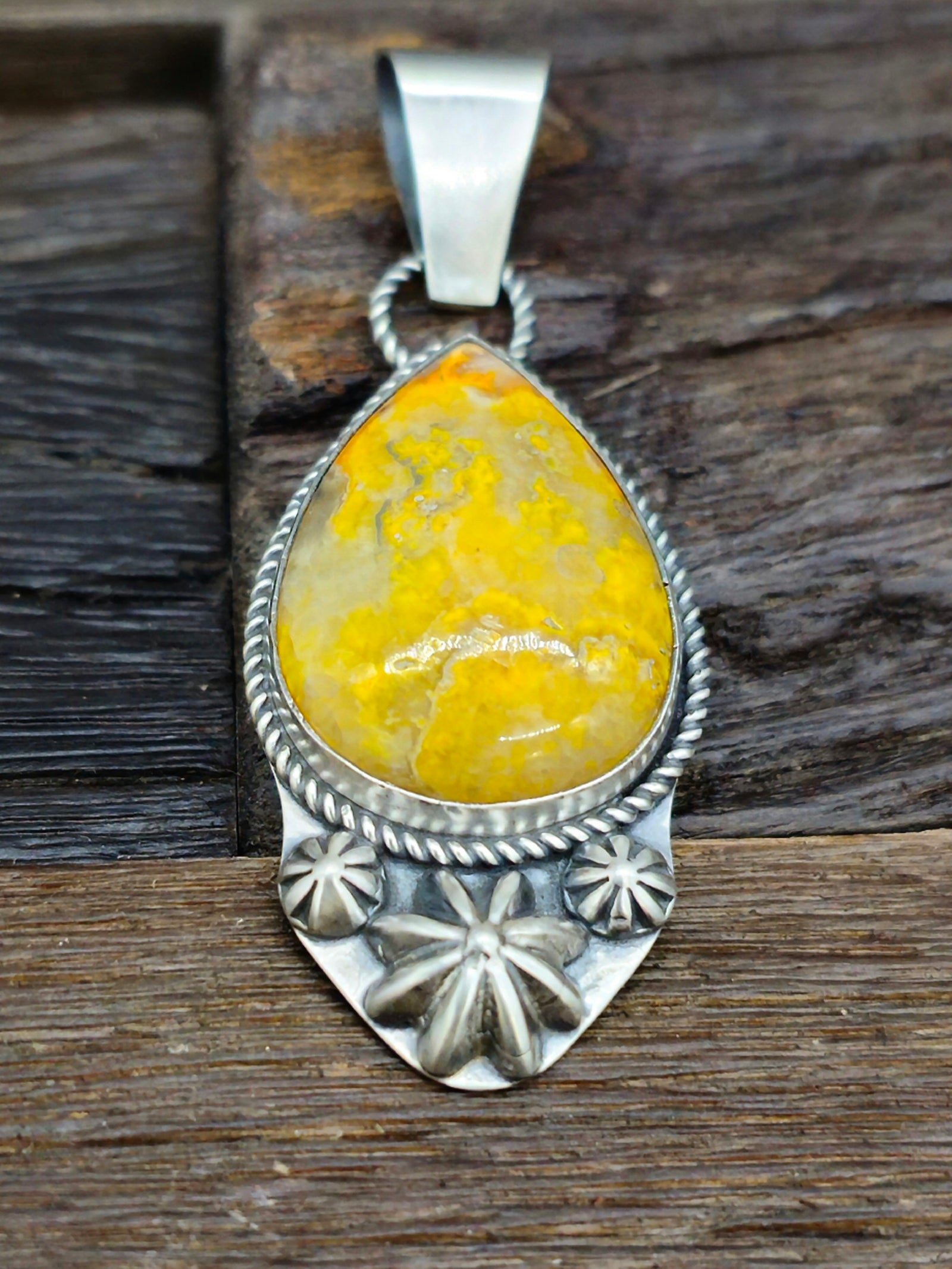 Bumblebee Jasper with Sterling Silver Starshots Pendant
