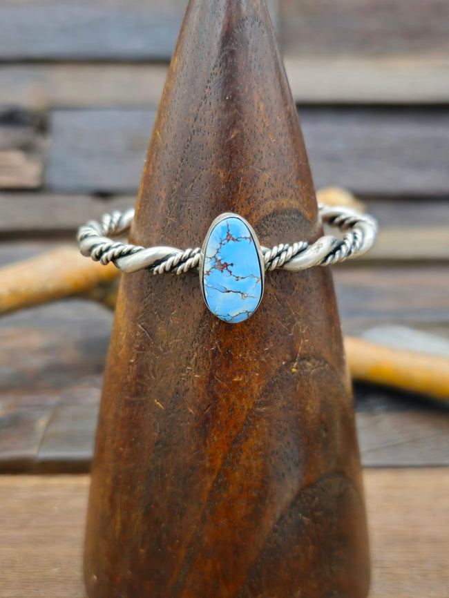 Golden Hill Turquoise Sterling Silver Twist Cuff by Tahe - 5 3/4 in.