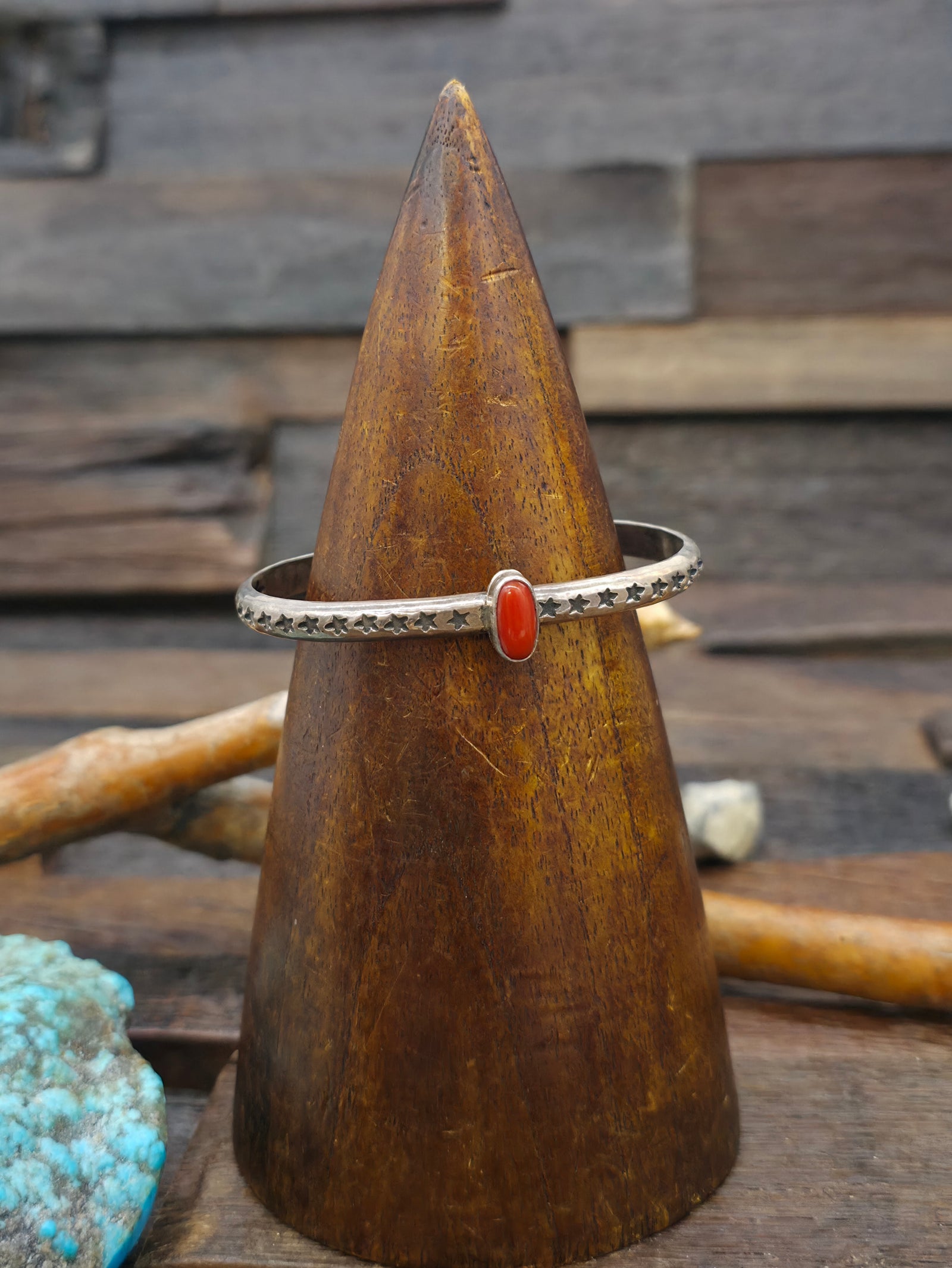 Star Stamped Coral Cuff by Sunshine Reeves - 7 in