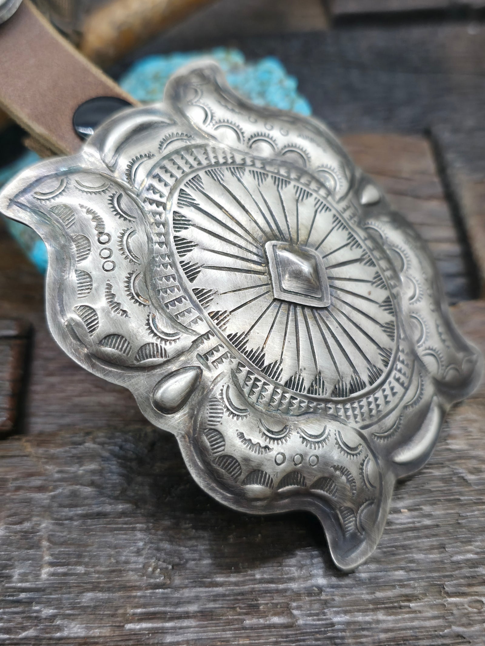 Stamped Sterling Silver Concho Belt by Dan Morgan - 52 in.