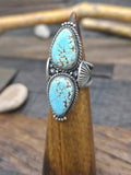 Two Stone Sterling Silver #8 Turquoise Ring by Steve Arviso - Size 8
