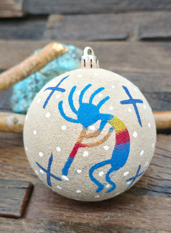 Large Sand Painting Christmas Ornament Bauble by Bingo Smith - Rabbit