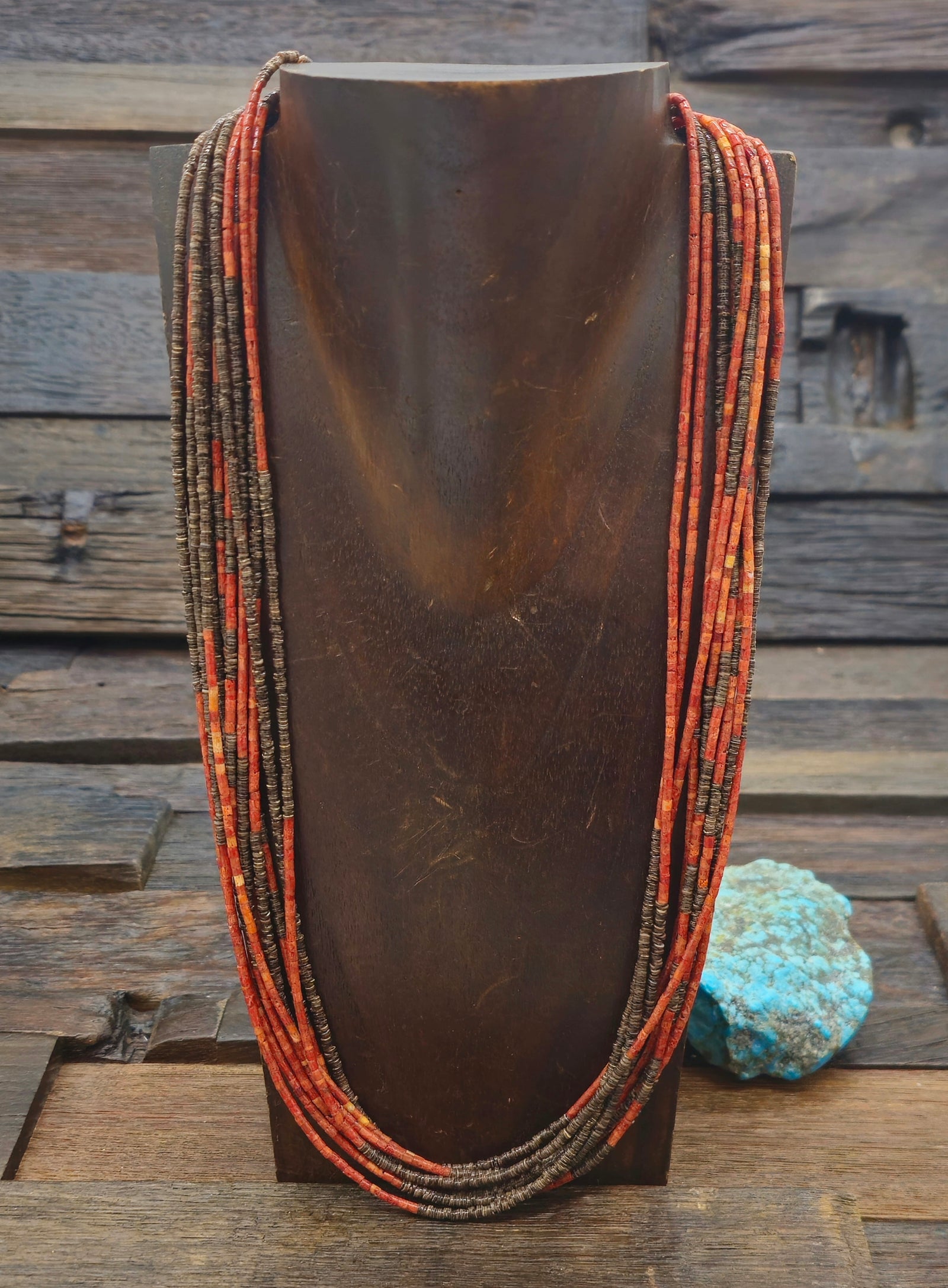 Ten Strand Sponge Coral and Shell Heishi Necklace by Fred Archuleta - 29 in.