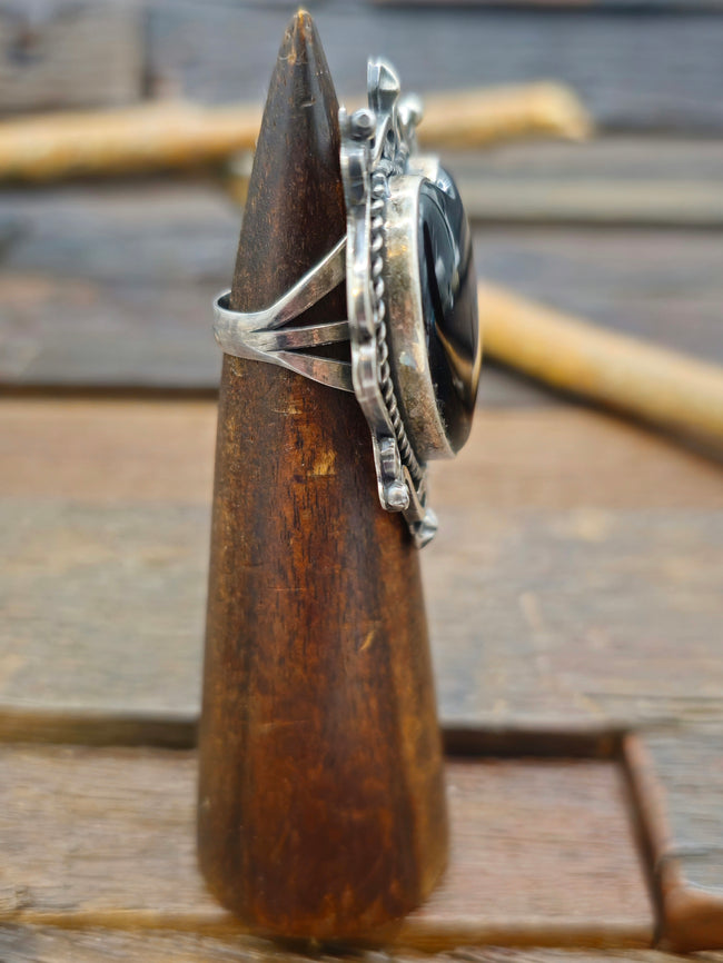 Onyx Heart Ring by Rosella Paxton - Size 7
