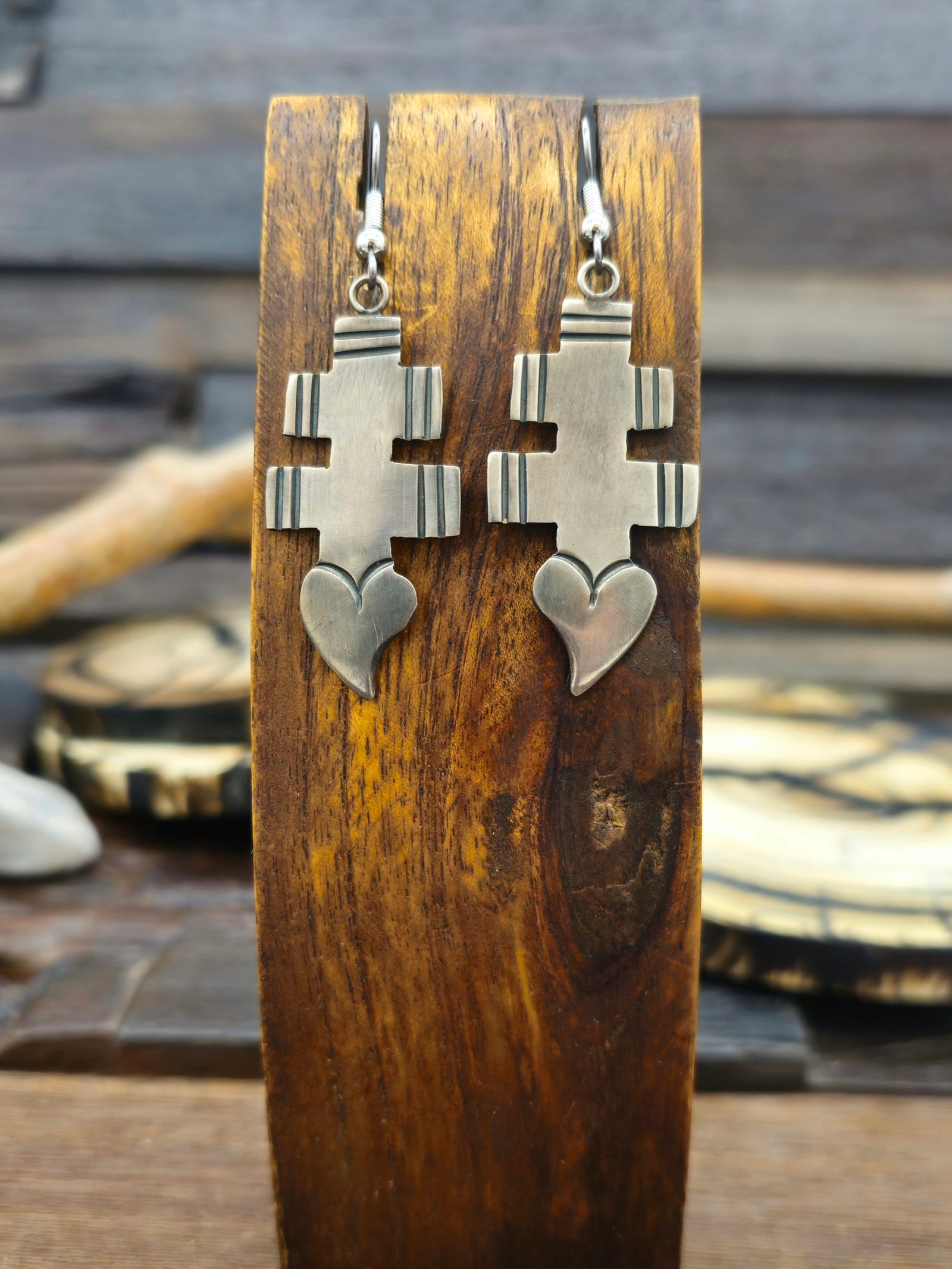 Sterling Silver Dragonfly Symbol Earrings by L. Archuleta