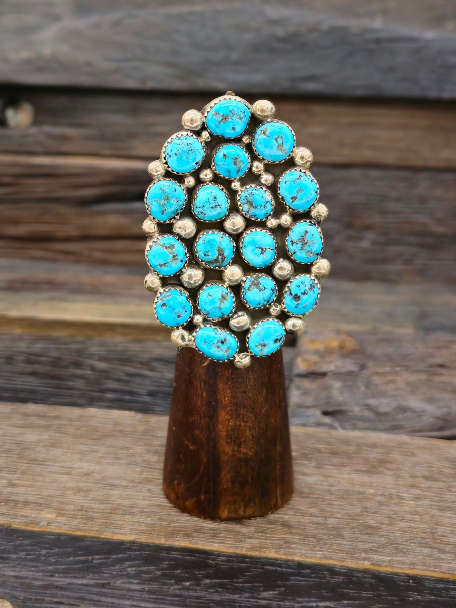 Turquoise Cluster Ring by Darlene Begay Size 8