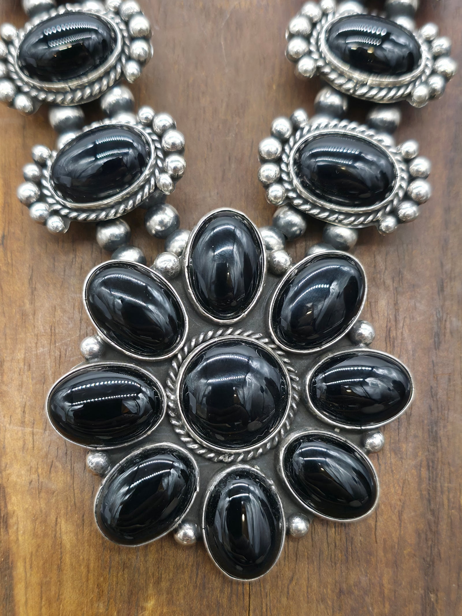 Black Onyx Necklace and Earring Set by LaRose Ganadanegro -  20 in.