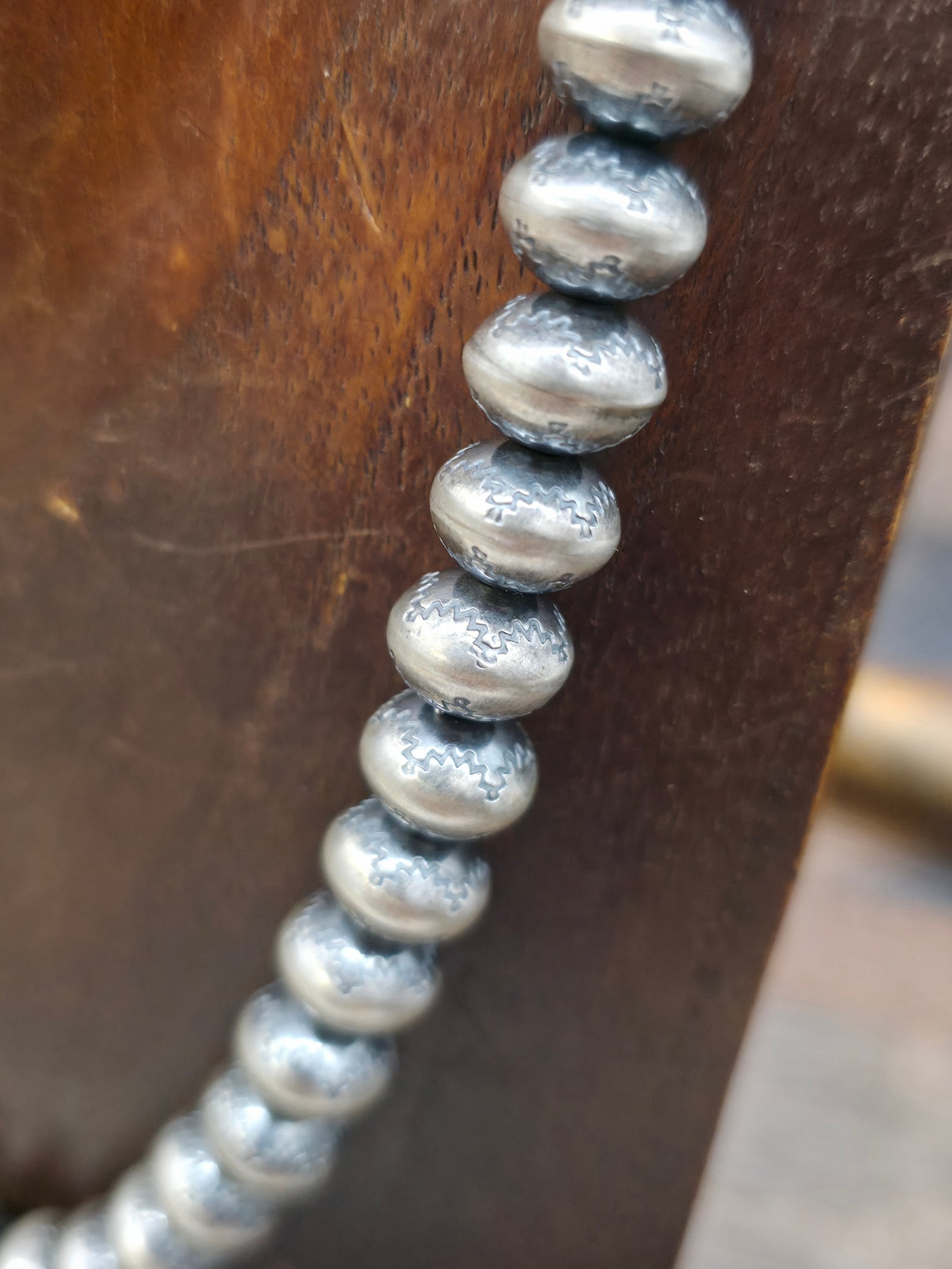 Stamped Navajo Pearl Necklace by Bryannen Halwood - 18 in.