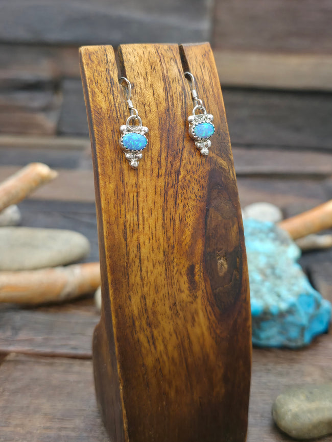 Sterling Silver Lab Opal Earrings by Louise Joe - 1 in.