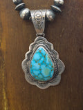 Sterling Silver Kingman Turquoise Necklace and Earring Set by J. Nelson - 18 in.