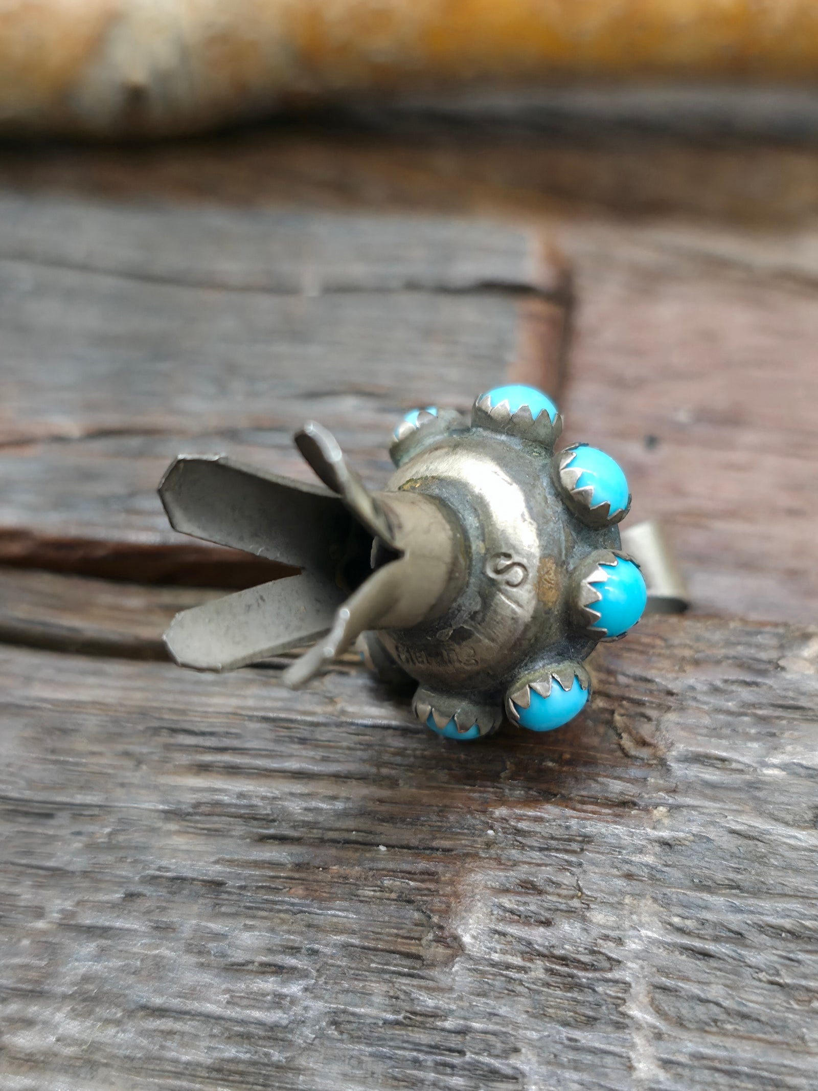 Sterling Silver and Turquoise Squash Blossom Pendant by Monica Smith - 1 1/4 in.