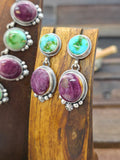 Sterling Silver Sonoran Turquoise and Purple Spiny Necklace and Earring Set by Darrin Livingston - 18 in.