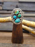 Sterling Silver Turquoise Cluster Ring by Julia Etsitty - Size 5 1/2